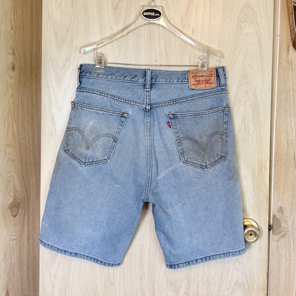 Vintage 34" Levis 505 Distressed Long Denim Jean Shorts. 80s 90s Y2K 2000s 00s. - Picture 1 of 11